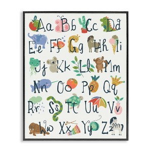Stupell Industries Kids' Safari Animal Alphabet Illustrations Framed Giclee Art, Black, 16" x 20" - 1 of 4