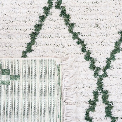 Ivory and Green Synthetic Flat Woven 5' x 7' Rug