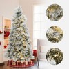LuxenHome 6.5Ft Pre-Lit Snowy Branches Artificial Christmas Tree with Metal Stand Green - 2 of 4