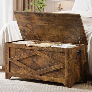 Modern Lift-Top Wooden Toy Storage Bench Chest w/Safety Hinge - 300lb Capacity & Easy Assembly for Entryway, Bedroom,Living Room - 1 of 4