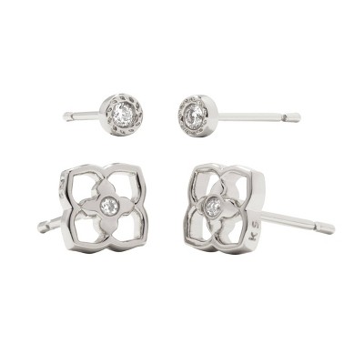 Kendra Scott Iris Rhodium Over Brass Stud Earring Set - Silver : Target