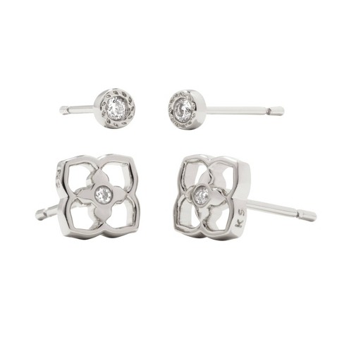 Kendra Scott Iris Rhodium Over Brass Stud Earring Set - Silver