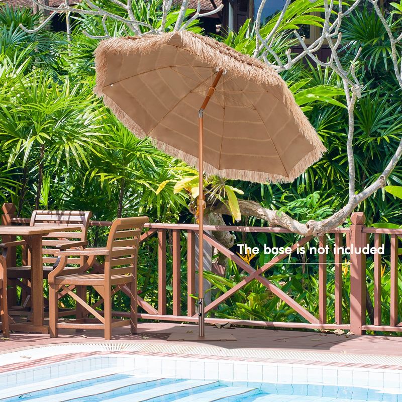 Tangkula 7.2FT Patio Hawaiian Style Hula Beach Umbrella Tropical Umbrella w/ Tilt, 3 of 8