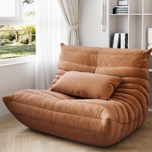 Bean Bag Couch, Oversized Fireside Chair Bean Bag Sofa with Ottoman for Adults, Togo Loveseat Sofa with High Density - 1 of 4