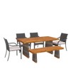 Christopher Knight Home Varesa Rustic 6 Piece Outdoor Rattan Acacia Wood Dining Set with Cushions - 2 of 4