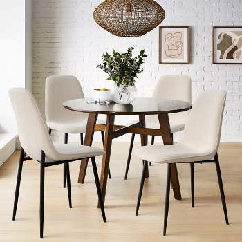 Oslo Chenille Dining Room Chairs Set Of 4,Upholstered Dining Chairs With Black Legs,Armless Dining Chair-Maison Boucle