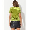 INSPIRE CHIC Women's Velvet Crew Neck Short Sleeve Casual Blouse - 4 of 4
