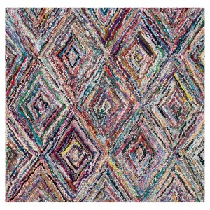 Multi-Colored Abstract Tufted Square Area Rug - (8