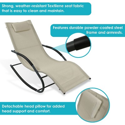 Beige Steel Rocking Wave Lounge Chairs with Cushions, Set of 2