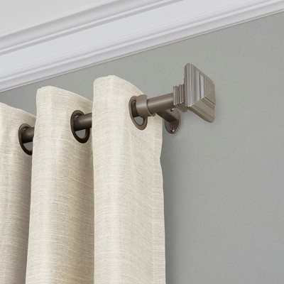 Florence Polished Nickel Adjustable Curtain Rod with Square Finials