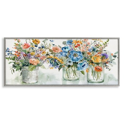 Stupell Industries French Cottage Flower Jars, 24" x 10"