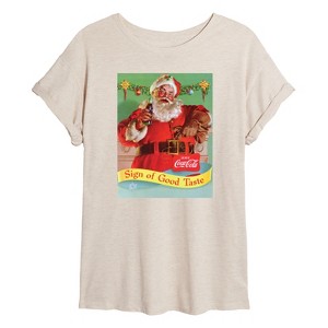 Women's - Coca-Cola - Sip Of Good Taste Vintage Coca Cola Santa Oversized Graphic T-Shirt - 1 of 4