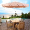 JONATHAN Y Tracy 9 ft. Classic MidCentury Scalloped Fringe Market Patio Umbrella with Auto-Tilt, Crank, Wind Vent and UV Protection - 2 of 4