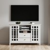 53" Solid Wood TV Stand, Tempered Glass Tall Transitional Media with Cord Management, Adjustable Shelves and Metal Glides for Living Room and Bedroom - 3 of 4