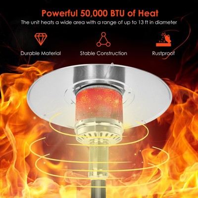 Black Stainless Steel Propane Patio Heater with Wheels