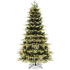 Costway 7 FT Pre-Lit Christmas Tree 3 Modes Hinged with Quick Power Connector & 500 Lights - 1 of 4