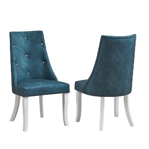 Kings Brand Furniture Elmer Crystal-Tufted Upholstered Fabric Dining Room Chairs, Set of 2 - 1 of 3
