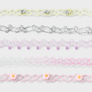 Girls' 5pk Tattoo Choker Necklace Set - Cat & Jack™: Pull-On Closure, 4 Inch Extender, Acrylic Material, 11 Inch Length - 1 of 4