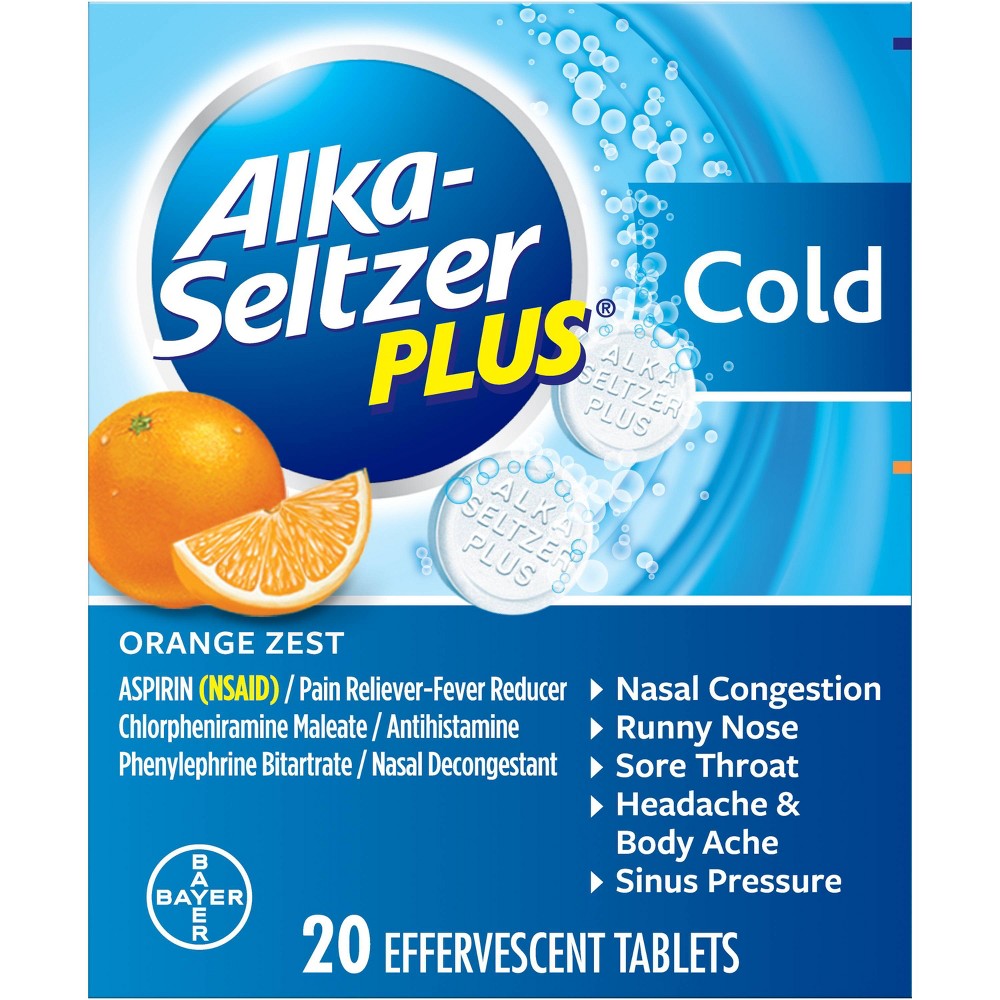 Alka-Seltzer Plus Cold, Citrus Effervescent Tablet, 20ct