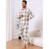 INSPIRE CHIC Men's Two Pieces Long Sleeve  Button Down Checked Plaid Pajamas Set - 2 of 4