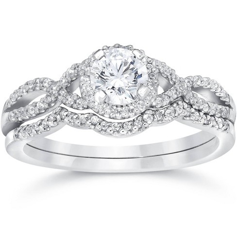 Pompeii3 3/4ct Diamond Infinity Engagement Wedding Ring Set White Gold ...