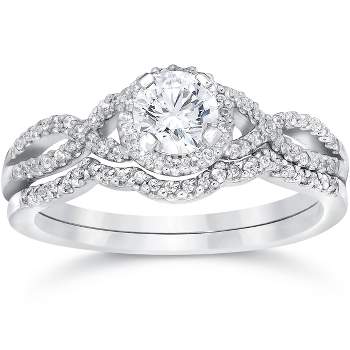 Pompeii3 3/4ct Diamond Infinity Engagement Wedding Ring Set White Gold