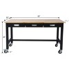 Standing Desk Industrial with Rubberwood Top and Drawers for Garage or Home Office 60in Wide-3irtyhousy - 4 of 4