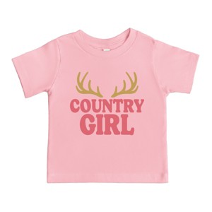 Country Girl Antlers Puff Print  - Toddler Short Sleeve Graphic T-Shirt - 1 of 3