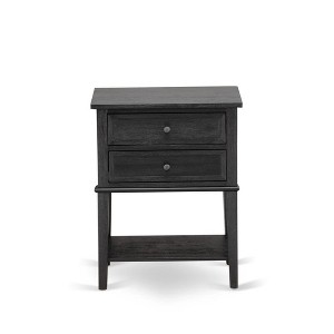 East West Furniture,Wood Nightstand with 2 Wood Drawers for Bedroom, Stable and Sturdy Constructed - 1 of 4