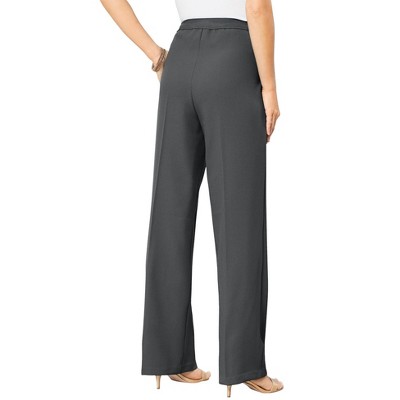 Roaman's Women's Plus Size Petite Bootcut Ultimate Ponte Pant, 12 WP - Black