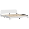 vidaXL Faux Leather King Bed Frame with Headboard - White 76"x79.9" Supportive Plywood Slats - 4 of 4