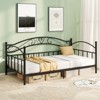 Tangkula Twin Size Metal Daybed Frame w/ Headboard Heavy-Duty Metal Slats Support - 2 of 4