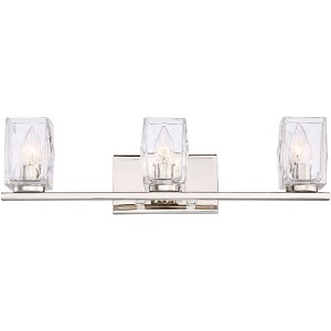Possini Euro Design Kitta Modern Wall Light Polished Nickel Hardwire 24" 3-Light Fixture Clear Square Glass for Bedroom Bathroom Vanity Reading House - 1 of 4