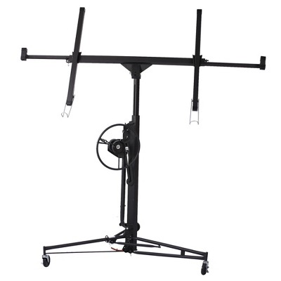 16FT Drywall Lift Panel Rolling Hoist Jack Lifter 150 Lbs Load Capacity Jack Drywall Lift with Rolling Caster Wheel Construction Tool Black Kids
