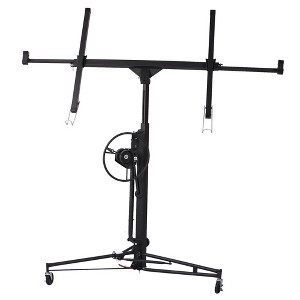 16FT Drywall Lift Panel Rolling Hoist Jack Lifter 150 Lbs Load Capacity Jack Drywall Lift with Rolling Caster Wheel Construction Tool Black Kids - 1 of 4