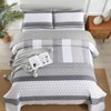 Grey Quilt Queen Size, Bohemian Stripe Quilt Set 3 Pieces, Lightweight Microfiber Coverlet All Season 96x90 - 2 of 4