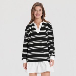 Women's Long Sleeve Mini Polo Dress - A New Day™ - 1 of 4
