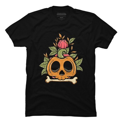 Men's Design By Humans Halloween with Rose Illustration By rukurustudio T-Shirt