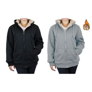Rudoplh  Women's Loose Fit Heavyweight Hoodie With Faux Shearling Lining-2 Pack - 1 of 2