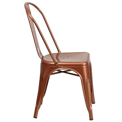 Copper Elegance Stackable Metal Indoor-Outdoor Chair