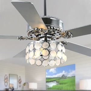Bella Depo 52" Modern Chrome Ceiling Fan with Light and Remote French Country Chandelier - 1 of 4