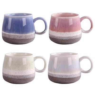 SUGIFT 4 Piece 17 Oz Porcelain Mug Set Gradient Colour Coffee Mug Set