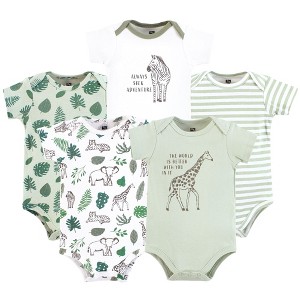 Hudson Baby Infant Boy Cotton Bodysuits 5-Pack, Jungle - 1 of 4