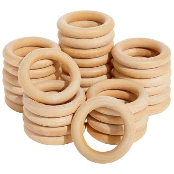 Juvale 30 Pack Unfinished 3 Inch Wooden Rings for Crafts, Macrame, Crochet, DIY Jewelry Making, Wood Rings for Art Projects, Pendant Connectors