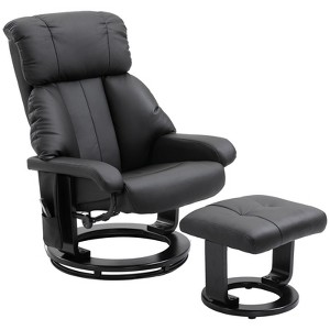 Aghana Digitals Blue PU Leather Massage Recliner Chair with Ottoman, 10-Point Vibration, Remote, - 1 of 4