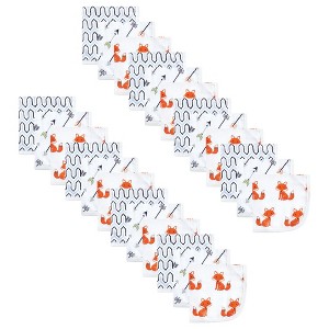 Hudson Baby Infant Boy 24Pc Cotton Muslin Washcloths, Foxes, One Size - 1 of 2