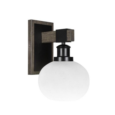 Toltec Lighting Tacoma 1 - Light Sconce in  Black/Painted Wood with 7" White Muslin Shade