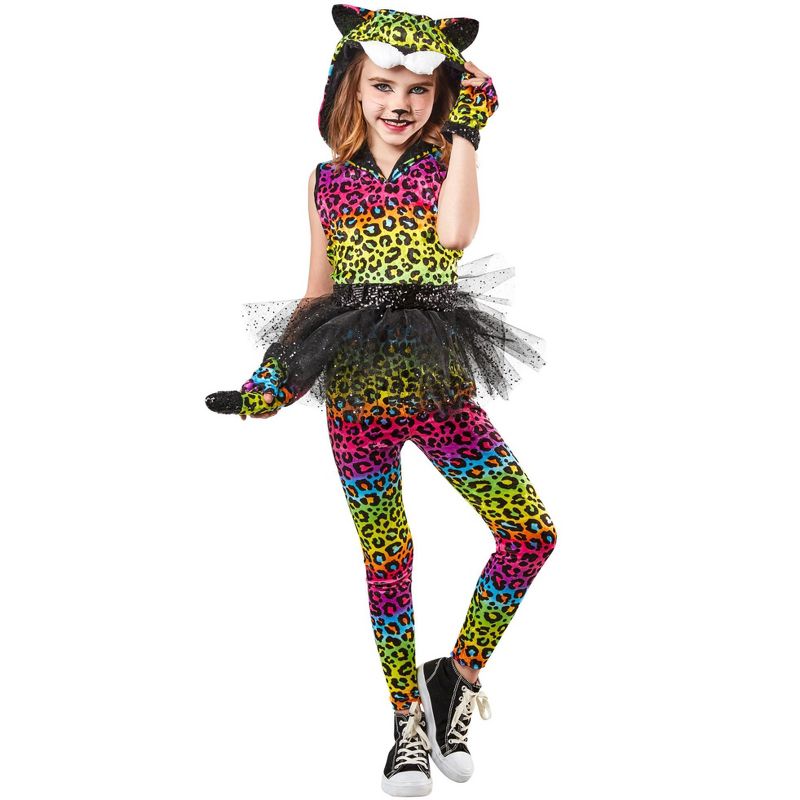 Rubies Neon Leopard Girl's Costume, 1 of 3