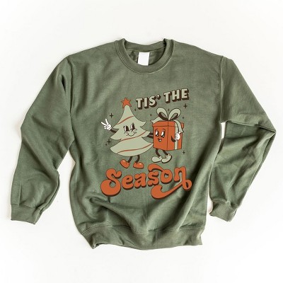 Simply Sage Market Women's Graphic Sweatshirt Retro Tis The Season Tree