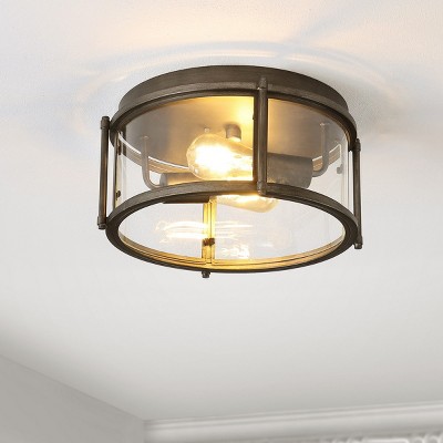 Tiller Antique Gold Faceted Glass 14" LED Flush Mount